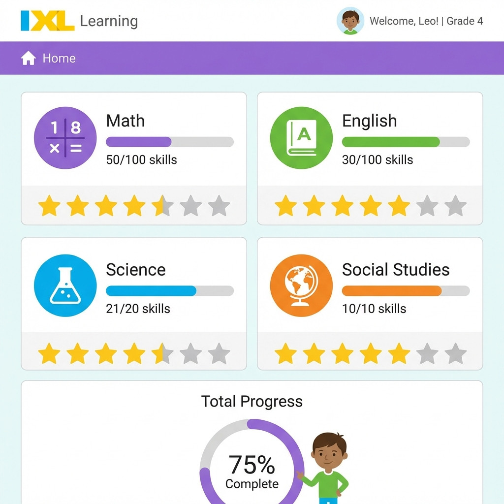 IXL 学生仪表盘界面